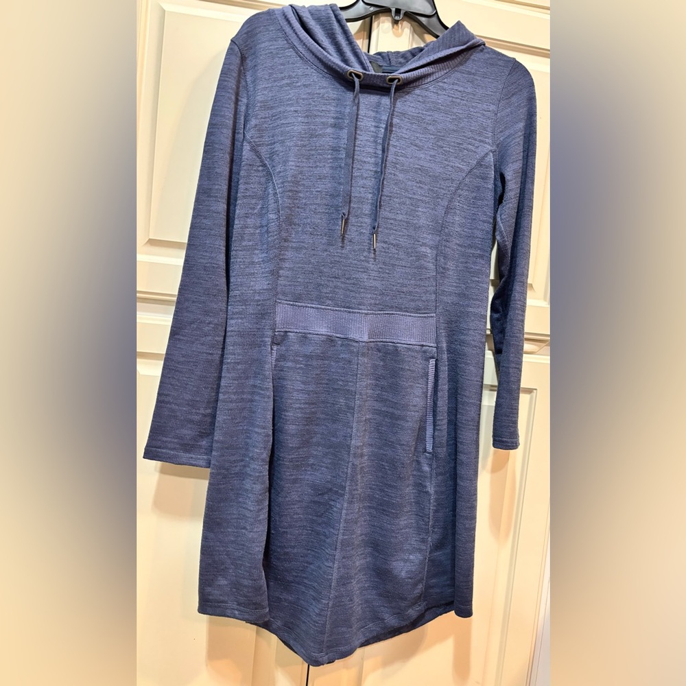 Blue Long Sleeve Hoodie Dress